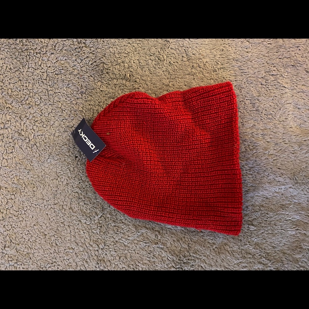 Red knit beanie